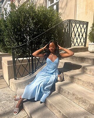 Serifine Floral Embellished Maxi Dress Blue | Selfie Leslie
