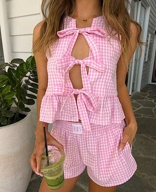 Baxter Pink Gingham Top | Beginning Boutique US