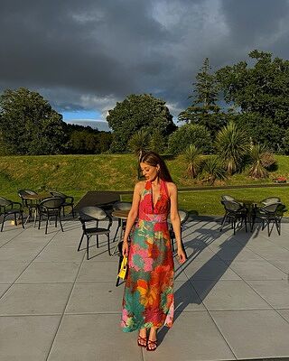 chinese dress ladies Rent ASOS DESIGN Halter Neck Grecian Pleated Skirt Maxi Dress In Pastel  Blue