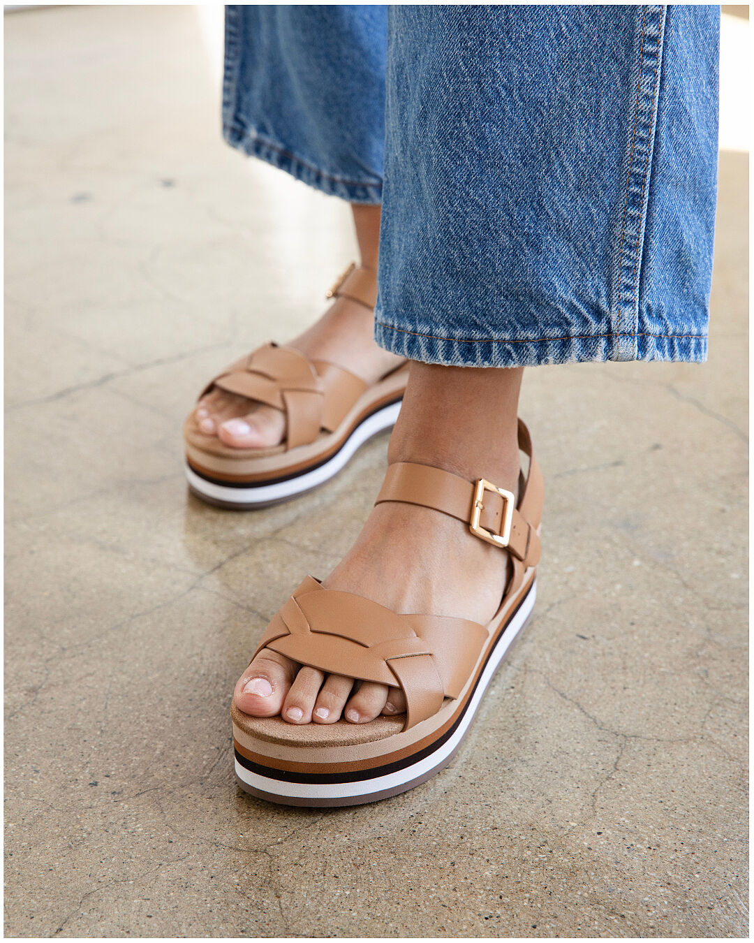 Women's Breeze Tan Tricolor Platform Sandal by Kelsi Dagger BK®