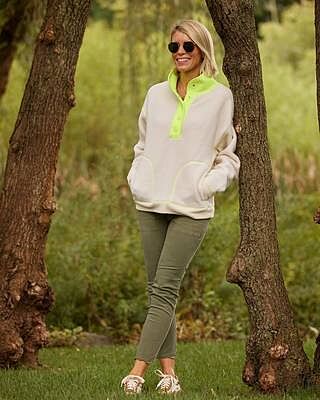 Palomino Pullover in Sherpa Fleece (Navy/Ice Blue) – Dudley Stephens