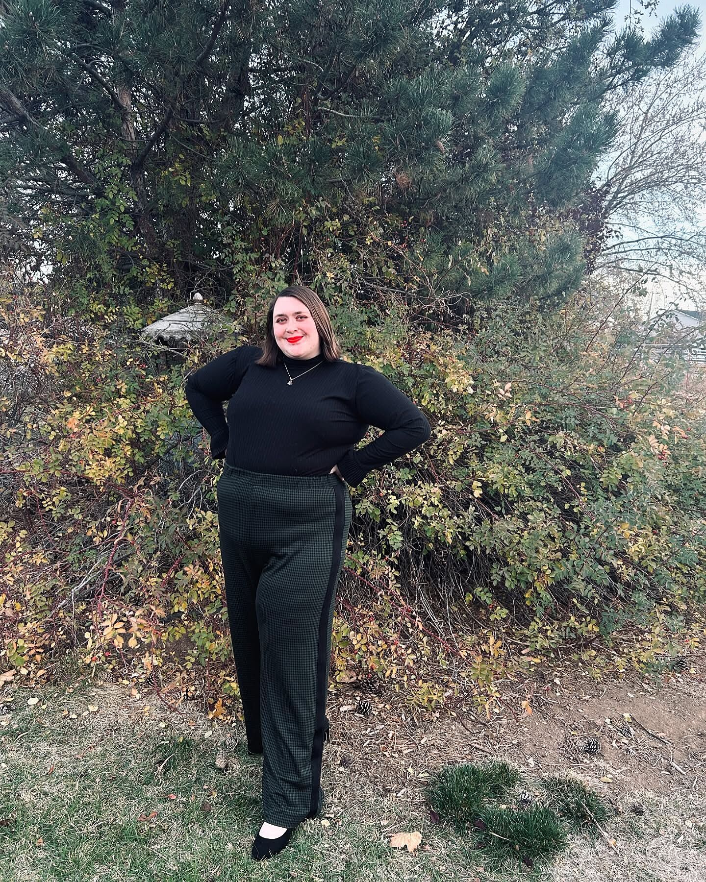 Stephanie Wide Leg Stripe Ponte Pants 27 Inch - Black with Ochre