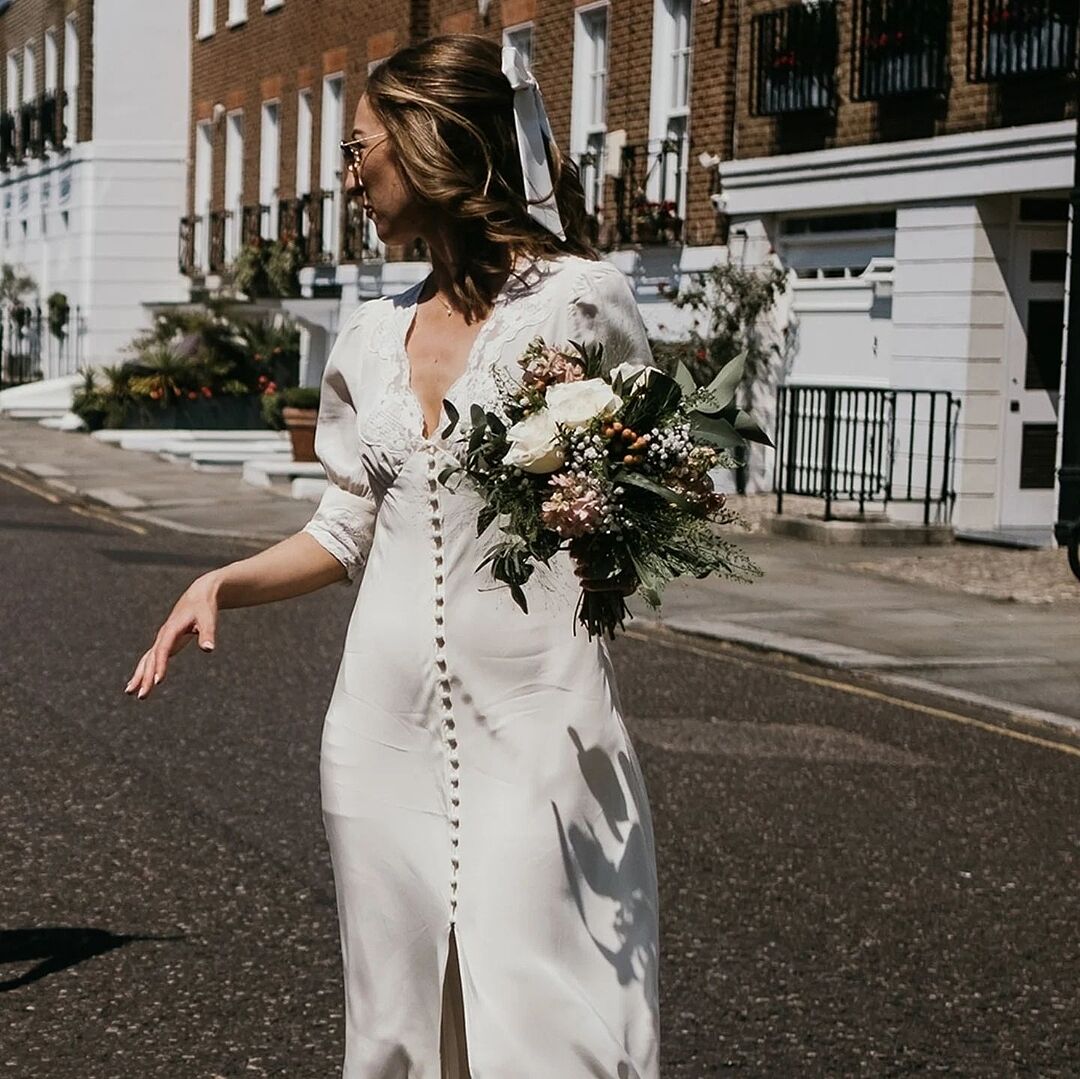 RIXO リキソー ブランド ワンピース Bridal Simone 800788 Simone Midi Dress in Ivory