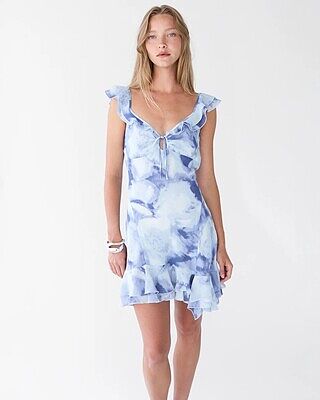 RUFFLED TRIM CHIFFON MINI DRESS