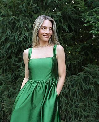 Green Dupioni Esme Dress