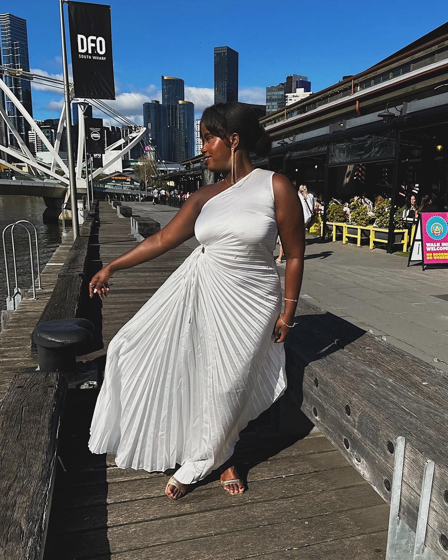 Kitsune Maxi Dress - One Shoulder Cut Out Dress in White