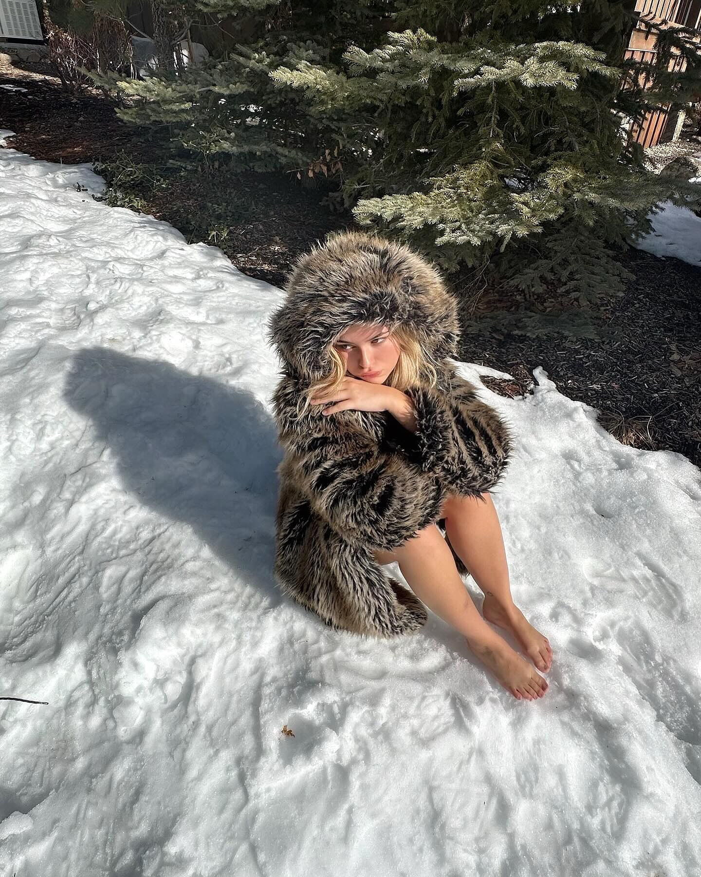 Faux Fur Coat Womens Hooded Grey Wolf SpiritHoods