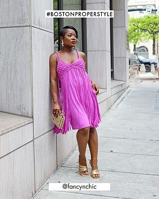 Boho Fringe Short Dress - Iris Orchid | Boston Proper