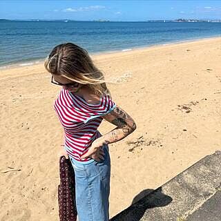 EMMA KNIT TOP RED BLUE STRIPE