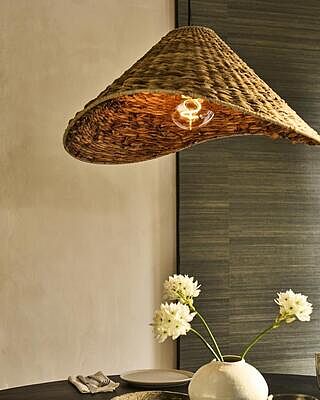 Raffia Ceiling Pendant Light - Hat