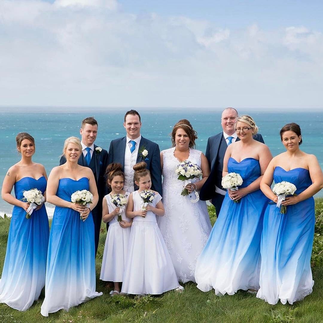 royal blue ombre bridesmaid dress