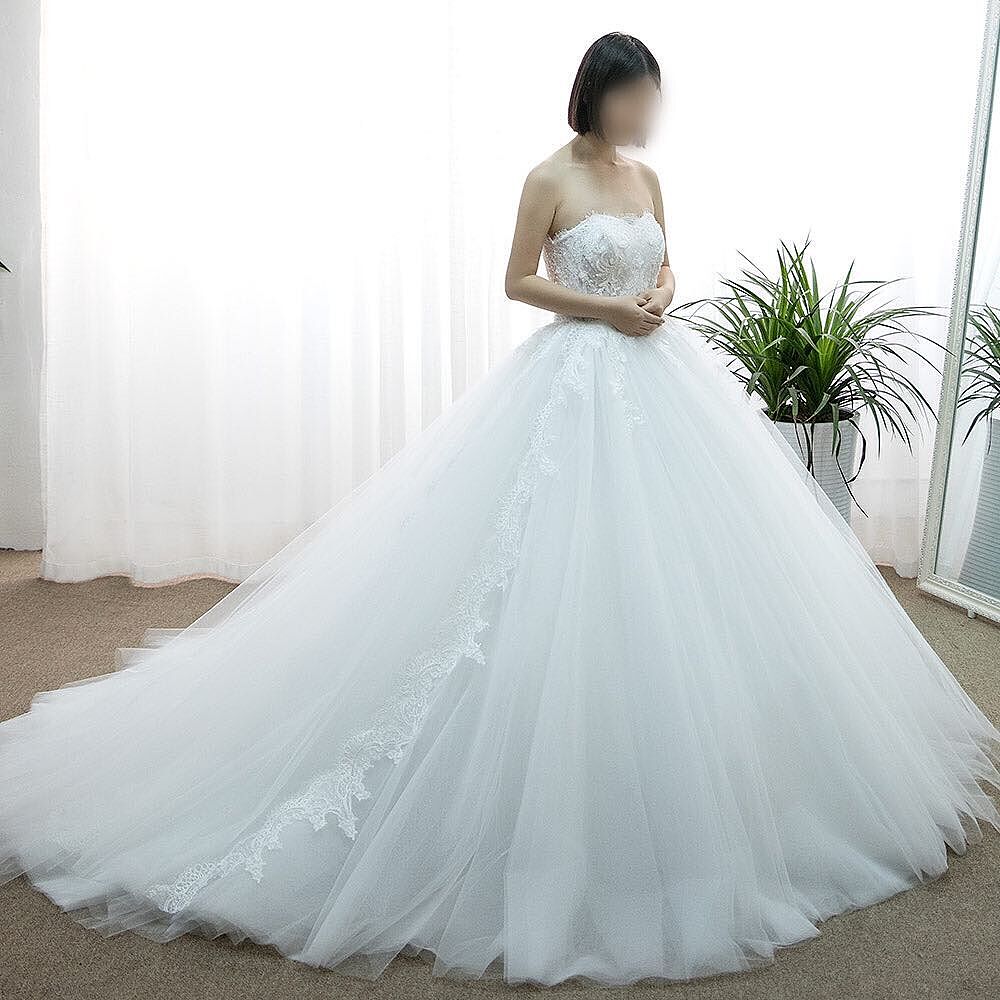Princess Court Train Satin Tulle Wedding Dress Ld5066 Cocomelody