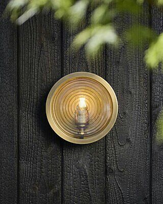 Bulkhead Outdoor & Bathroom Round Wall Light - Ripple Glass