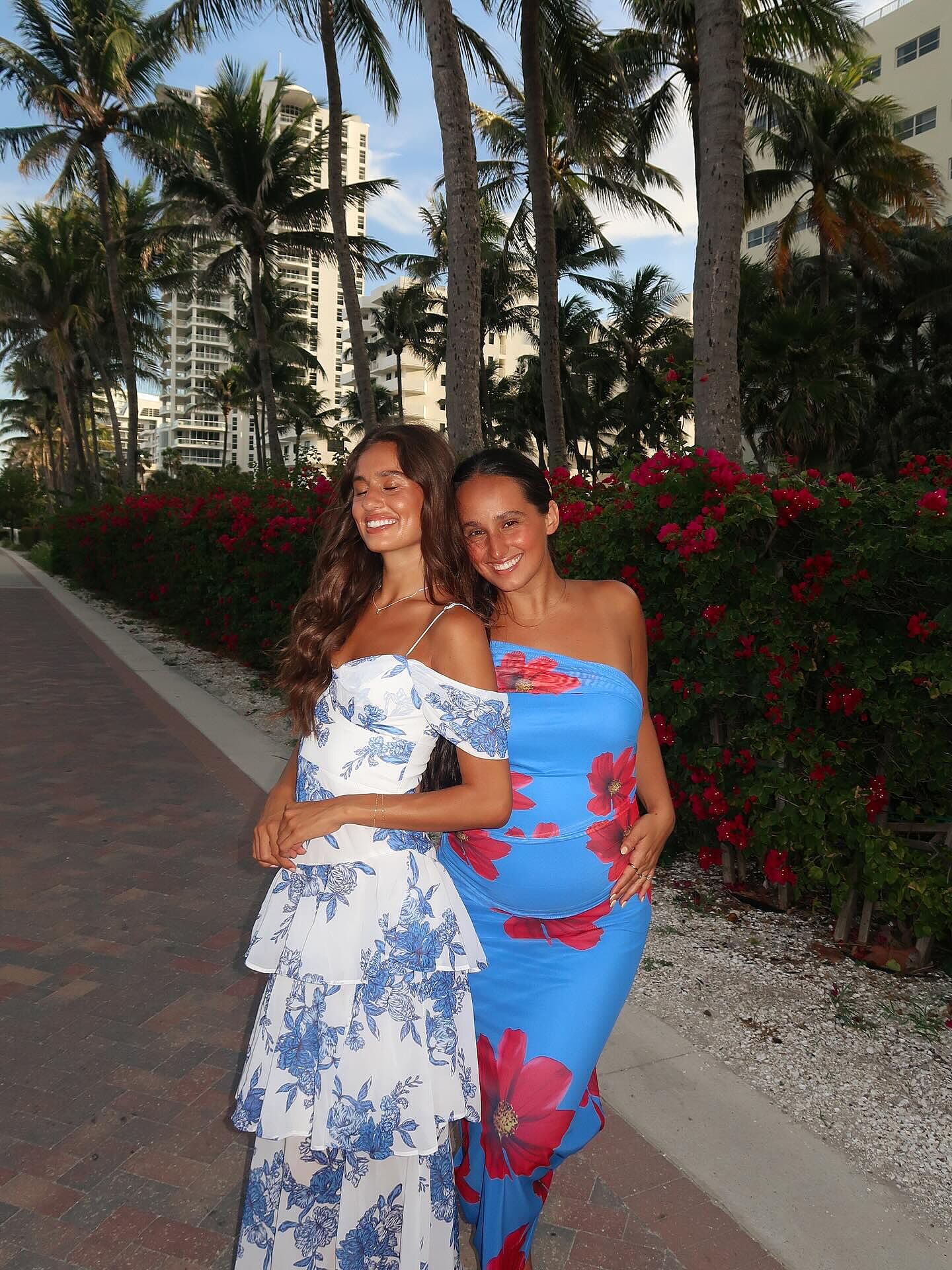 blakc and blue dress Momyknows Blue Floral Ruched Off Shoulder A-line Puff Sleeve Sweet Going  Out Maternity Photoshoot Baby Shower Mini Dress main image 1