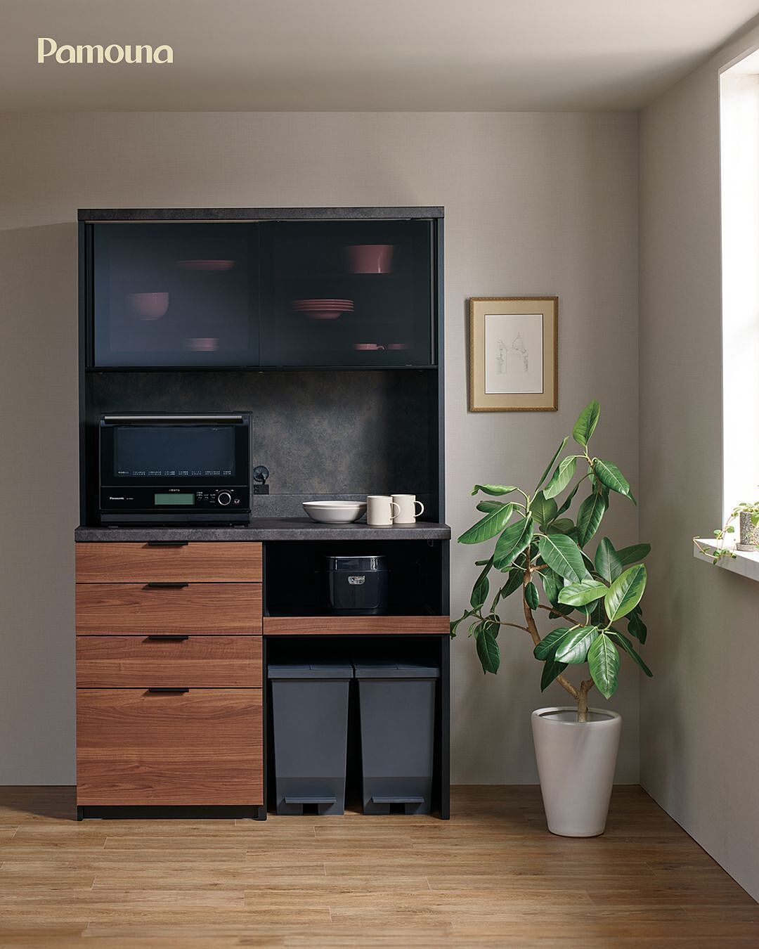 R504 最高級 PAMOUNA キッチンボード、食器棚、幅140cm Used・キレイ