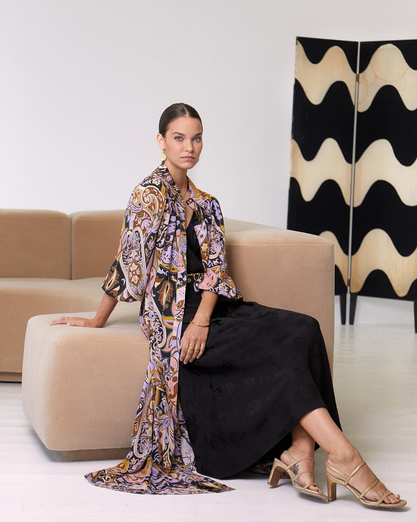 Sandrine Jacquard Midi Dress in Black Poppy Jacquard | RIXO USA