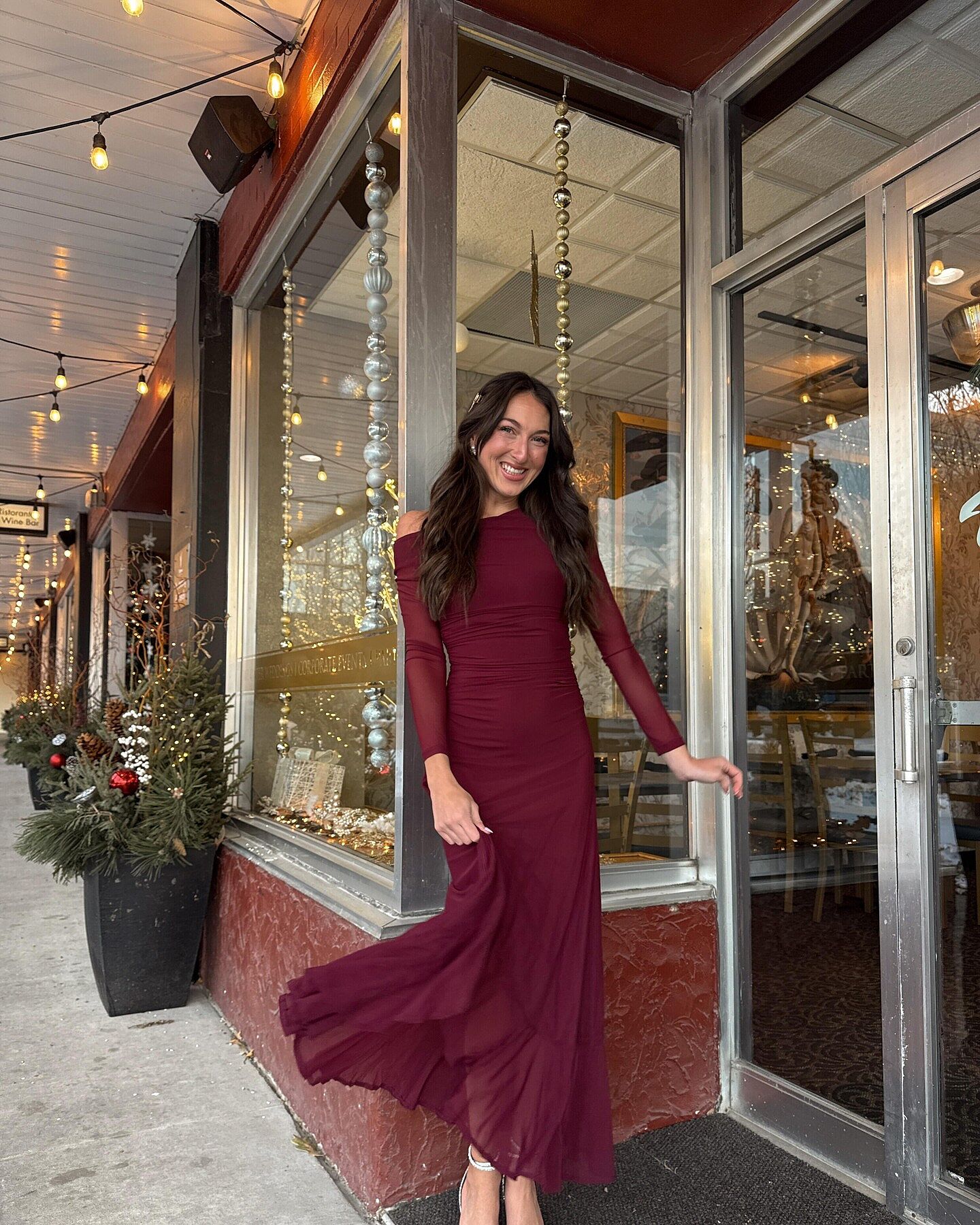 Moonlit Magic Long Sleeve Maxi Dress Wine– Selfie Leslie