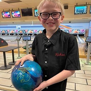 Men's Woven Bowling Shirt in Natural/Balloon Bowling