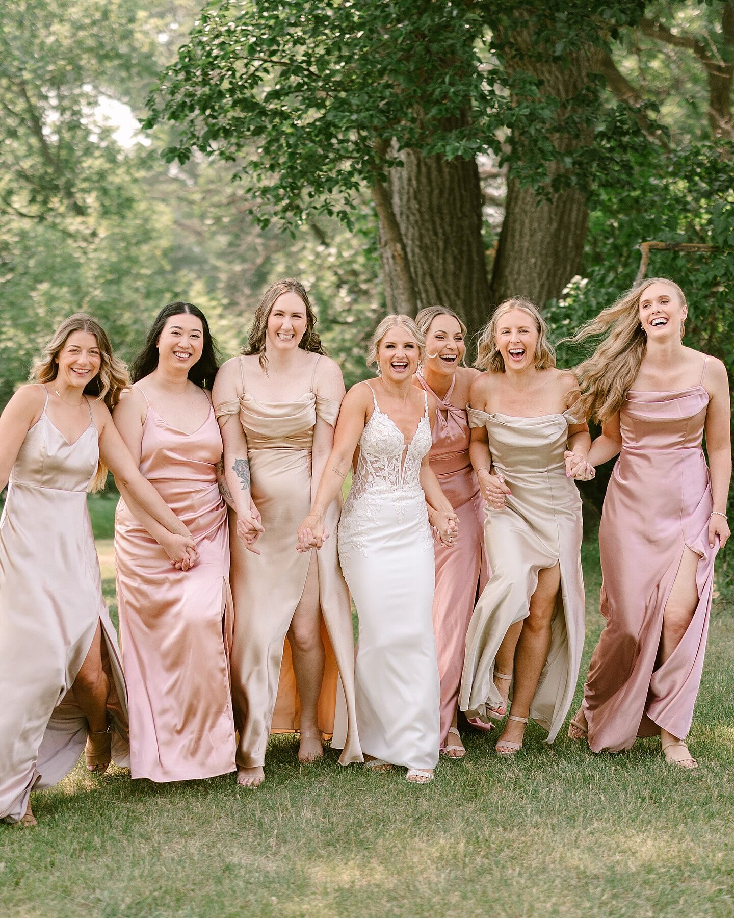 Monica Shiny Satin Dress - Rose Gold