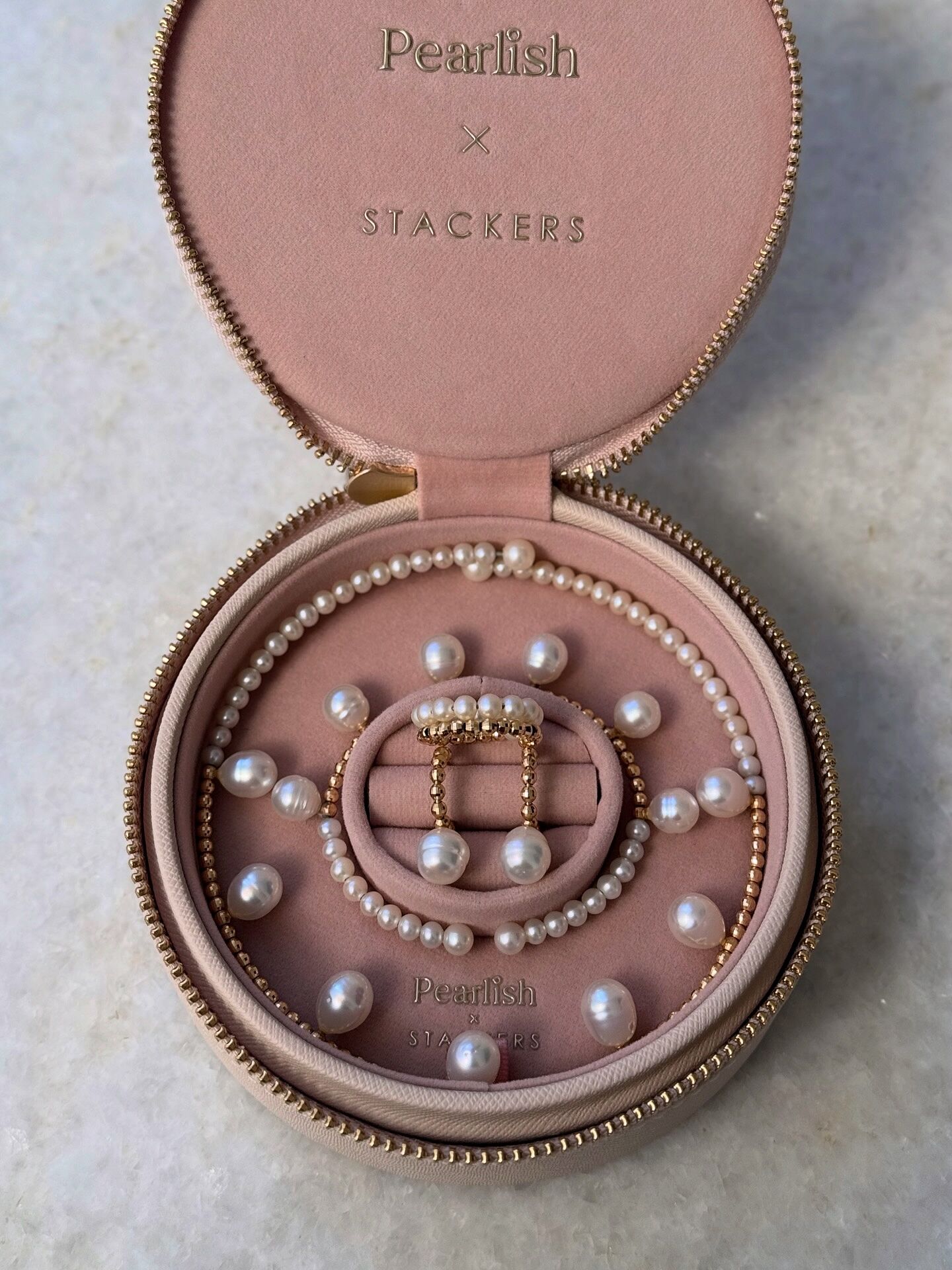 Pearlish×STACKERS トラベル ジュエリーボックス ラウンド ブラッシュ