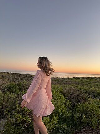 Open Heart Long Sleeve Rosette Mini Dress Baby Pink | Selfie Leslie