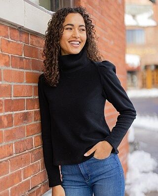 Palmer Puff Sleeve Turtleneck in Vello 
