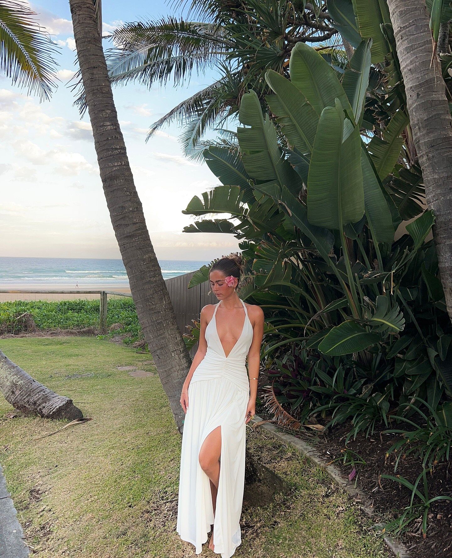 Shop the Italia Azure Gathered Waist Maxi Dress White