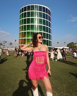 Siofra Two Piece Set Fringe Crop Top and Mini Skirt Set in Hot Pink - Main Image