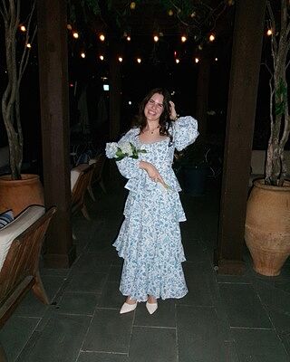 Provence Bloom Long Sleeve Maxi Dress Floral Blue | Selfie Leslie