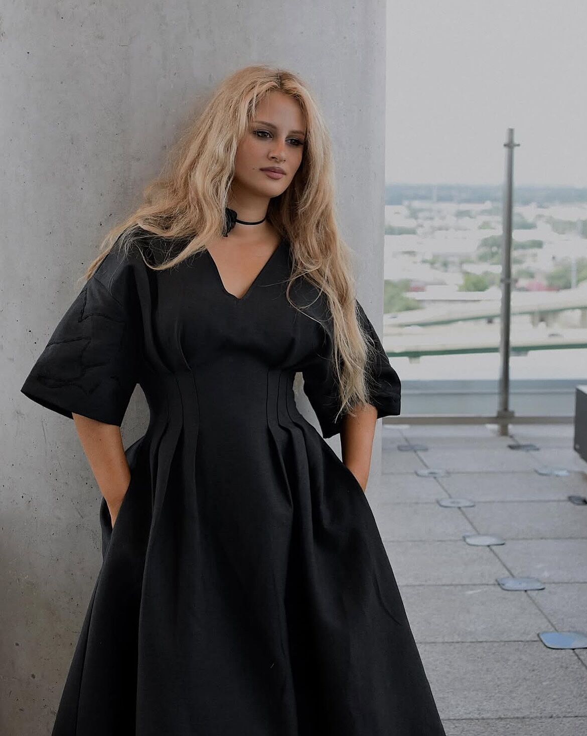 Buy Junko Cotton Poplin Mandarin Dress in Black Multi Online