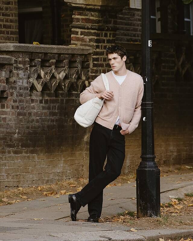 Men's Pink Mohair Cardigan | White Glove | Percival Menswear
