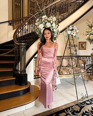 Blushing Ruffle Trim Midi Dress Mauve Selfie Leslie