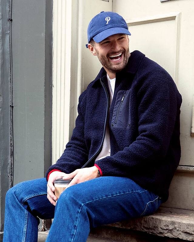 Men's Full Zip Fleece Jacket | Wool | Navy Blue | Percival Menswear