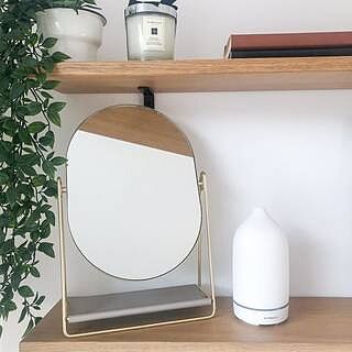 Taupe & Gold Dressing Table Mirror & Jewellery Stand