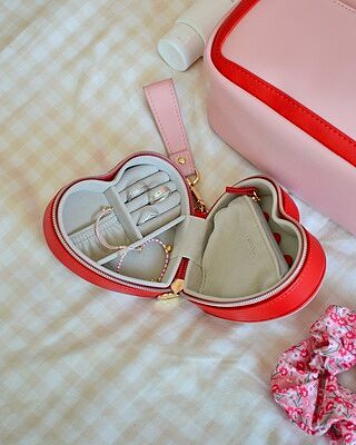 Pink Heart Travel Jewellery Box