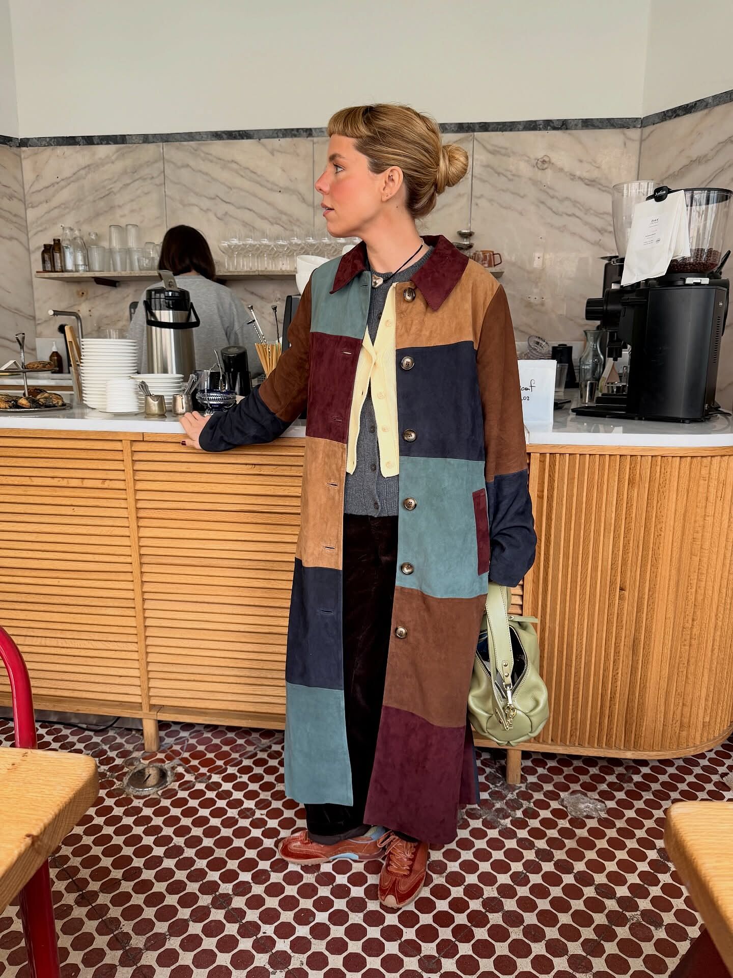 Milly Suede Coat in Brown Patchwork Tan | RIXO USA ⋆