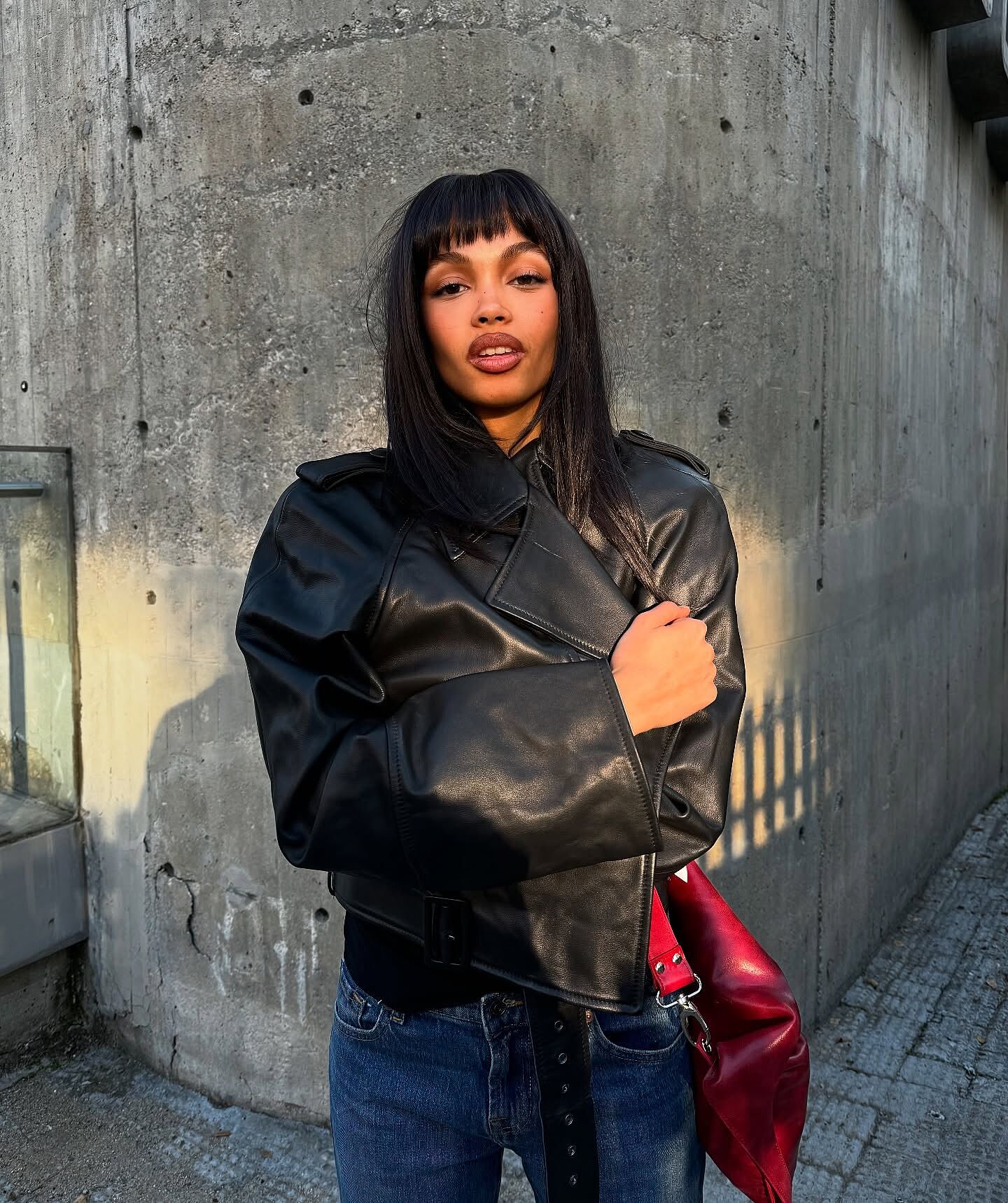 Italian Leather Cropped Moto Jacket in Black | 7 For All Mankind Italian Leather Cropped Moto Jacket in Black | 7 For All Mankind