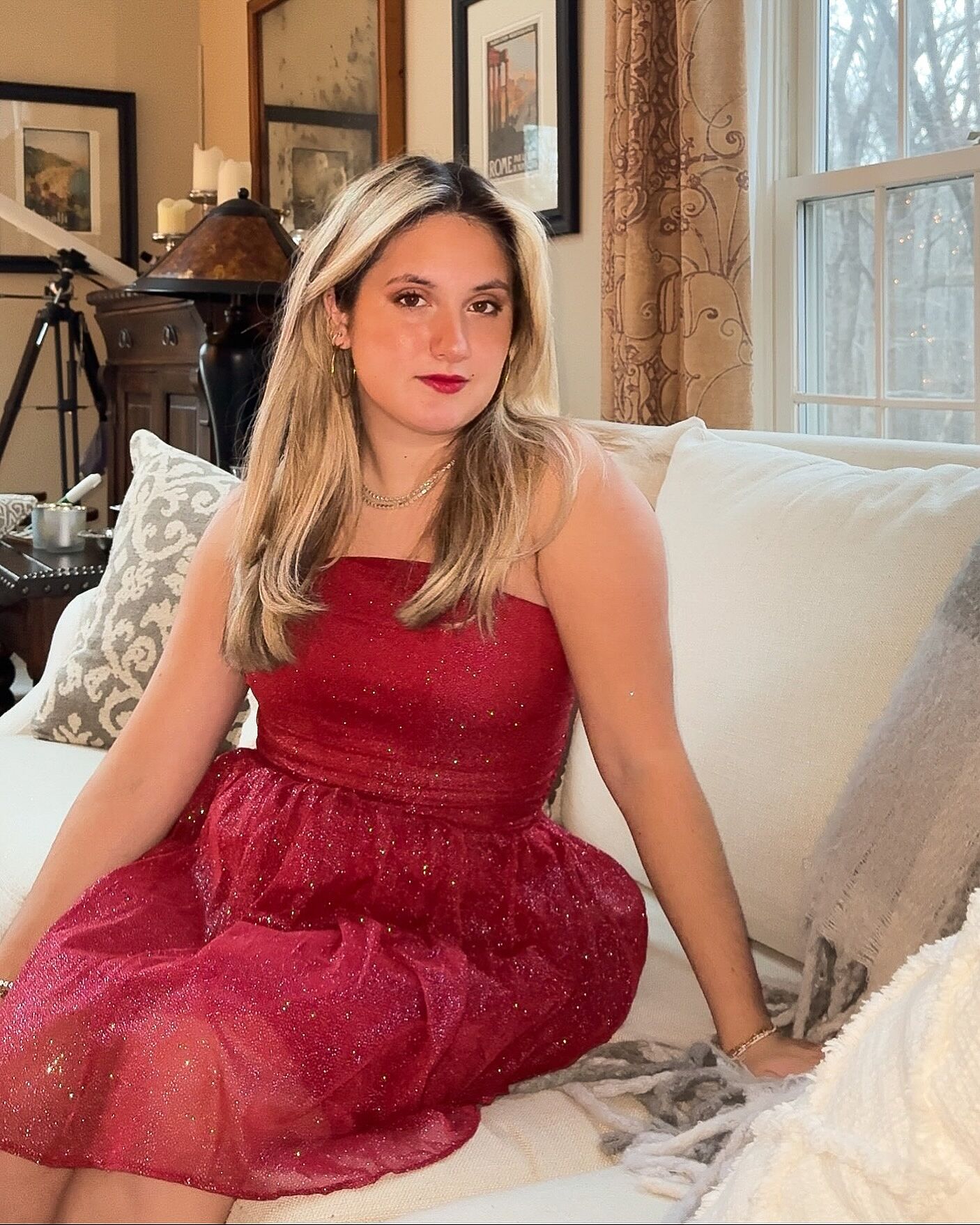 Guilty Pleasure Strapless Glitter Mini Dress Red | Selfie Leslie