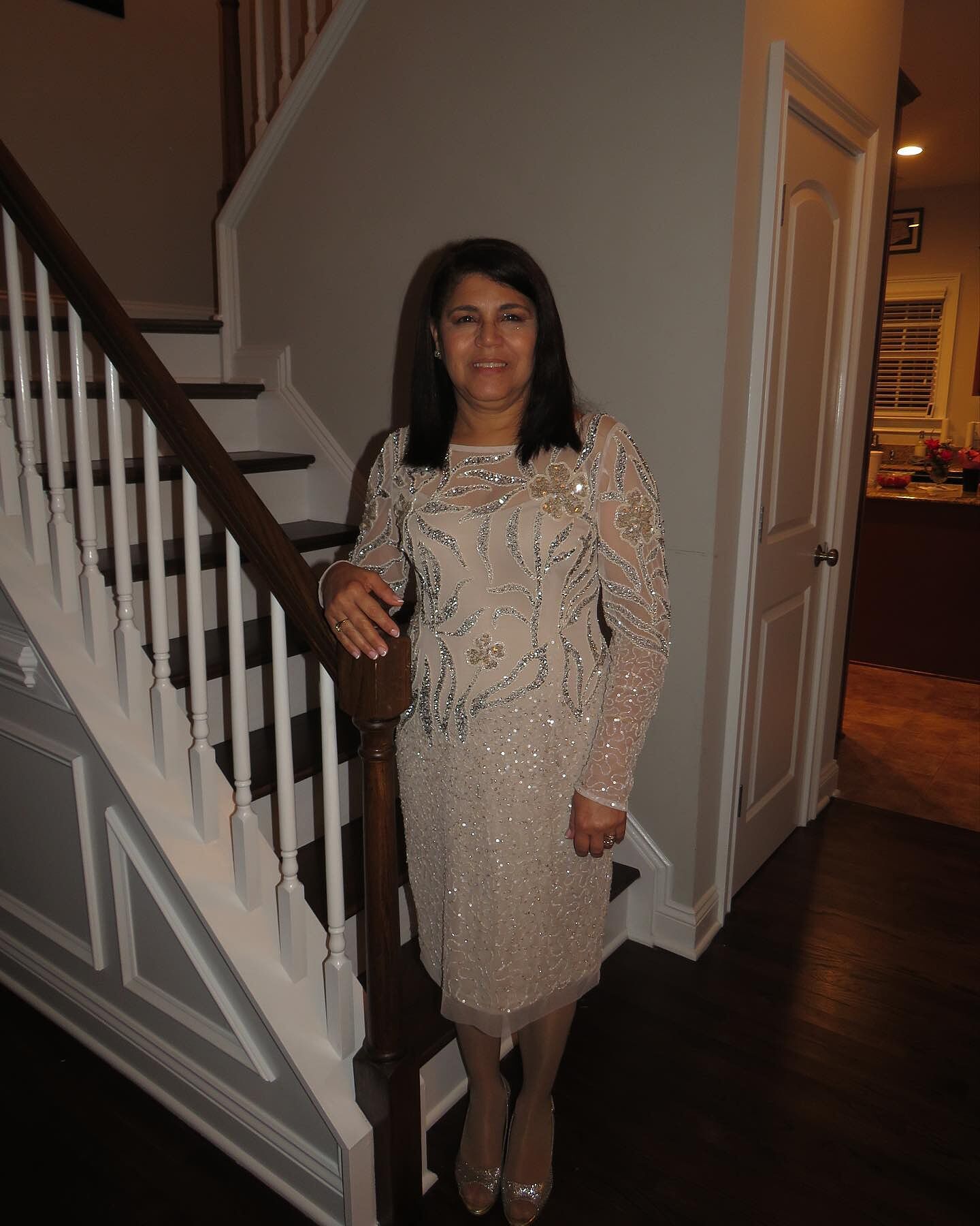 Short Sequin Cocktail Dress With Long 