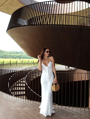 Prosecco White Rosette Frill Maxi Dress