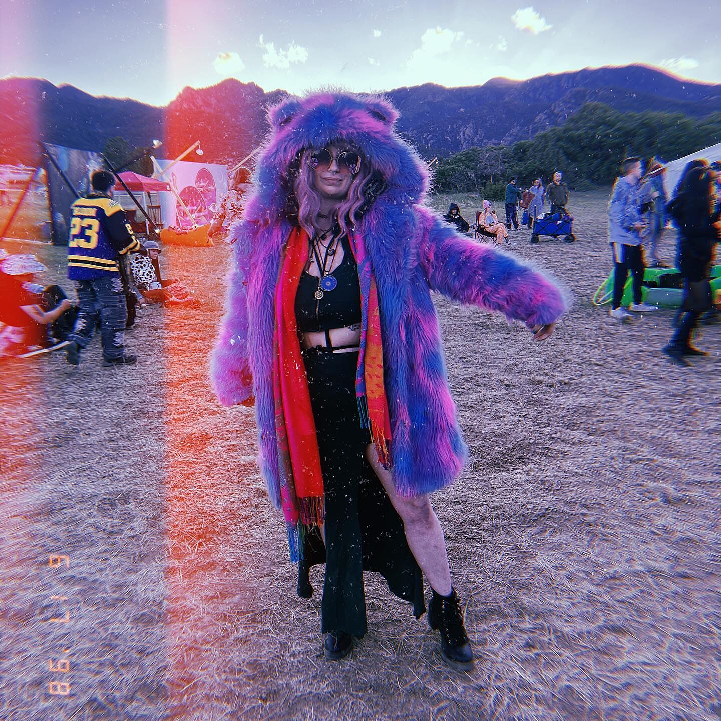 Colorful Faux Fur Coat Womens | Cotton Candy Bear - SpiritHoods