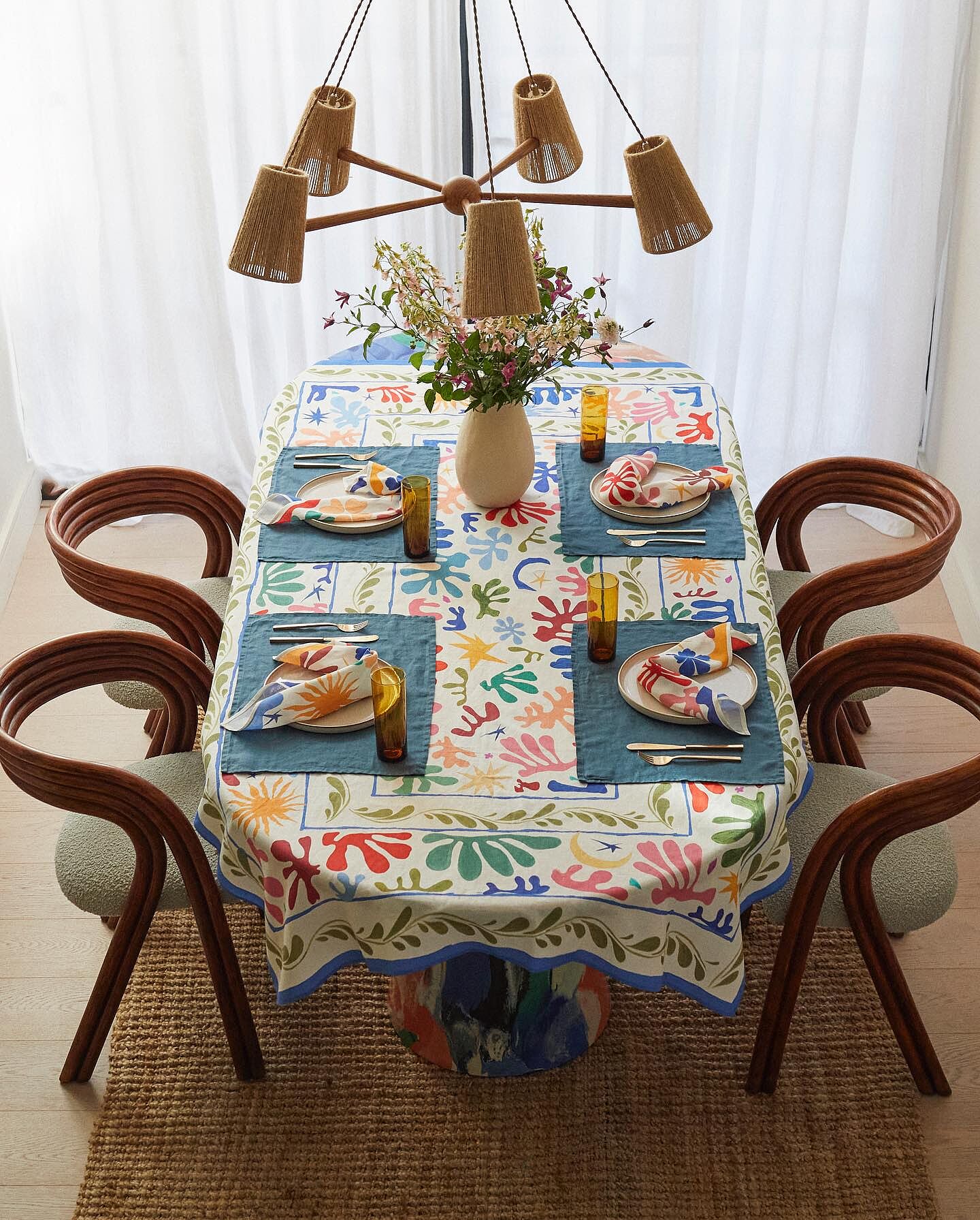 Colorful Collage Table Collage Table Linens
