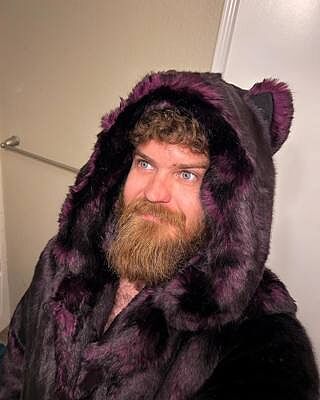 Men's Faux Fur Coat with Hood | Midnight Wolf - SpiritHoods Men's Faux Fur Coat with Hood | Midnight Wolf - SpiritHoods