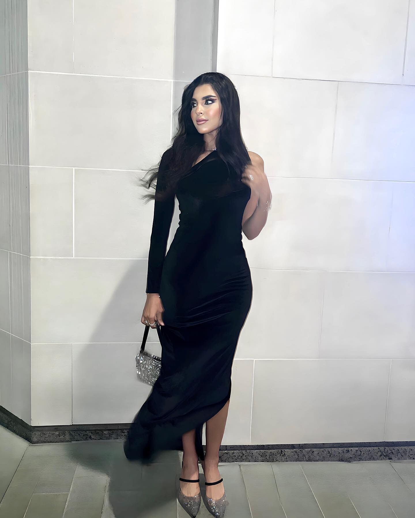 Long Black One Shoulder Gown - Women's Slit Dress | Marcella