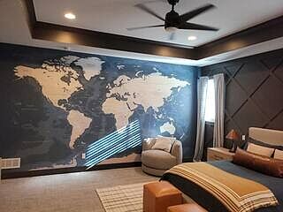 Navy Blue Political World Map Wallpaper Mural