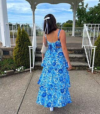 Shop the Provence Bloom Tiered Floral Maxi Dress Blue