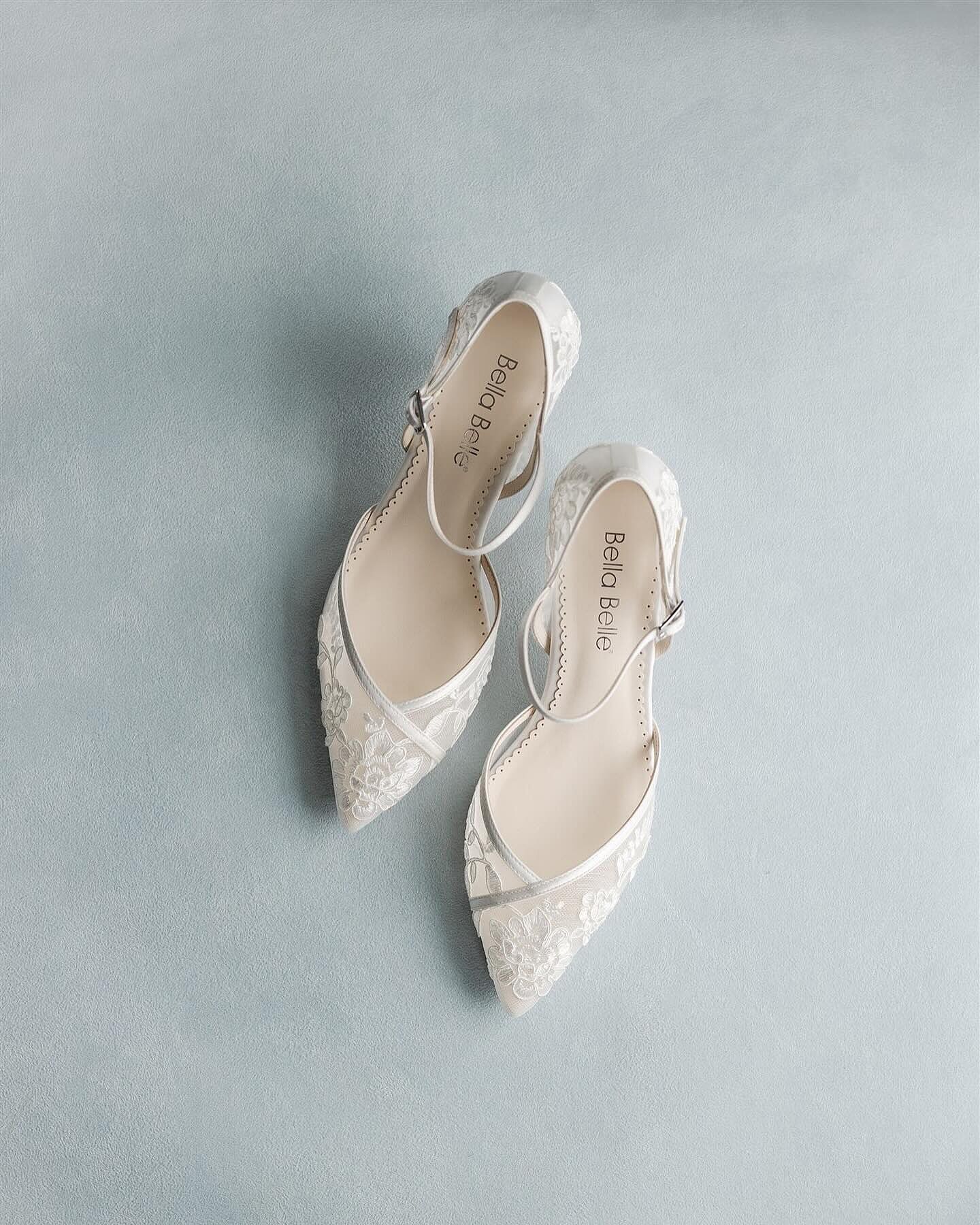 Illusion Mesh Ivory Block Wedding Heels with Ankle Strap Illusion Mesh Ivory Block Wedding Heels with Ankle Strap