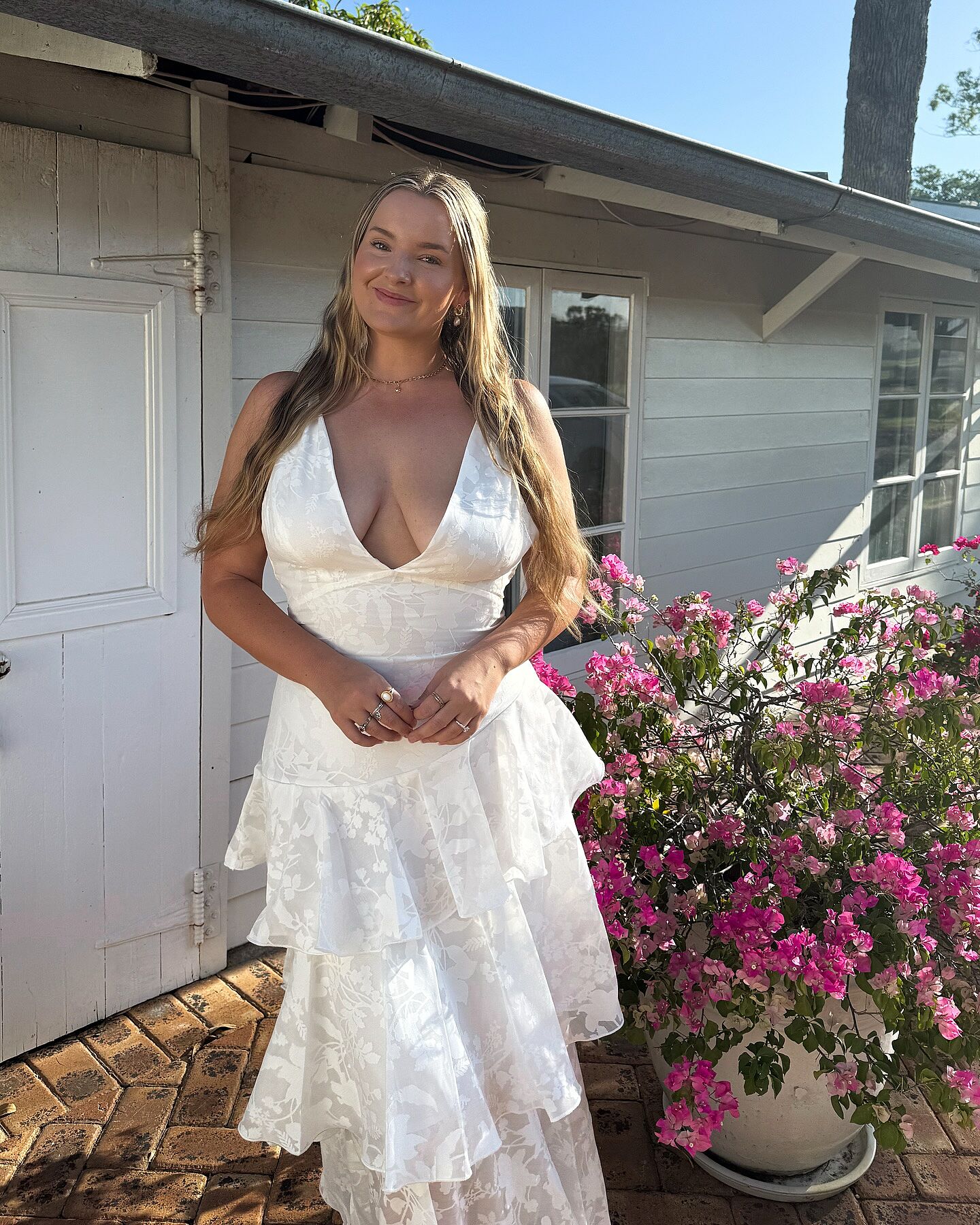 Shop the Veda Strappy Back Ruffle Chiffon Maxi Dress White