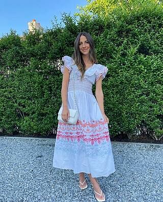 Natalie Smocked Midi Dress White 