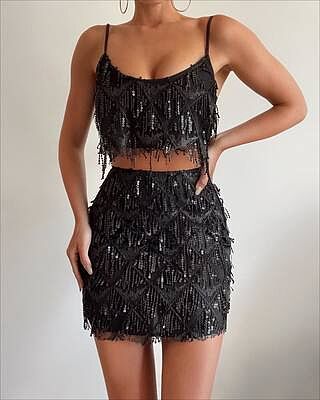Showpo Next Black Sequin Mini Skirt Khrizza Mini Skirt Sequin Diamond Mesh  Skirt In Black Showpo USA